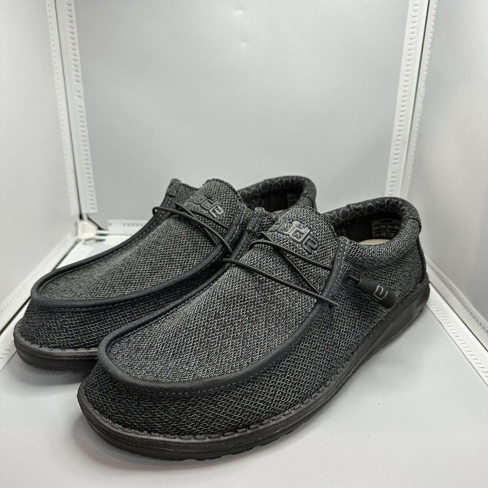Men's Hey Dude 40019-0XJ Wally Sox Micro Total Black Shoe Size 11